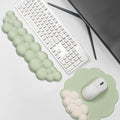 Ergonomic Mouse Pad and Keyboard Wrist Rest - Green Cloud Wrist Rest Keyboard with Mouse Wrist Pad Sets Soft Memory Foam Wrist Support for Laptop Mac Office Work Gaming