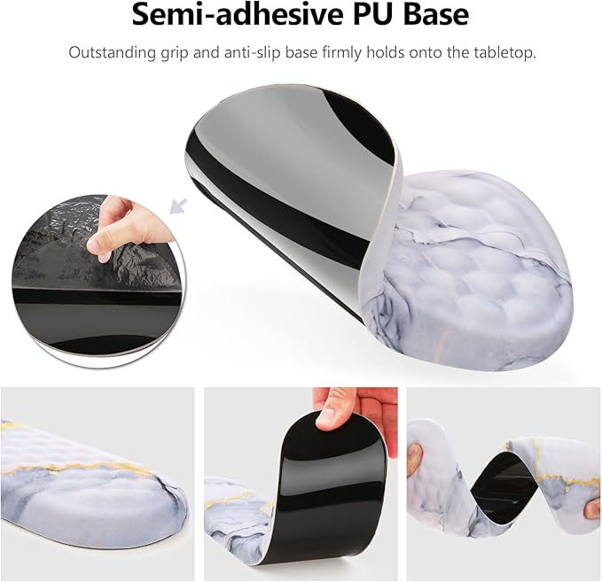 Mouse Pad Wrist Support Laokiiy 2 in1 Keyboard Wrist Rest+ Ergonomic Mouse Pad Non-Slip Wrist Rest for Computer Keyboard Made Easy Typing &amp Relieve Wrist Pain(White Gold Gray Marble)