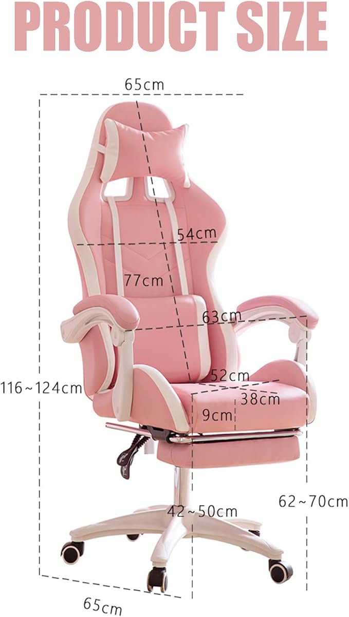 TBQATNTS Pink Girls Gaming ChairCinnamoroll Ergonomic Gaming Chair with FootrestAdjustable Head Pillow and Lumbar Support PC Computer ChairTeen Gaming Chair.Blue