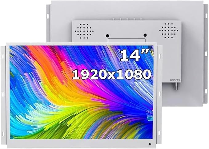 1pc White Color 14 Inch 1920x1080 Open Frame Metal Touch Screen Monitor with AV BNC VGA HDMI USB Interface(Without Touch)
