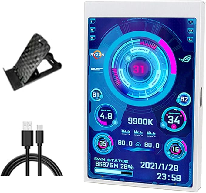 3.5Inch Type C Portable Secondary Display Dynamic Wide Viewing Small Monitor for Multifunction