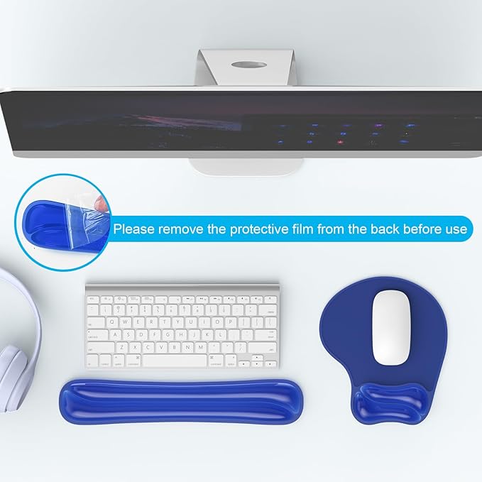 Gel Mouse pad &amp Keyboard Wrist Rest Set Ergonomic Keyboard and Mousepad with Wrist Support Keyboards Wrist Rest Computer Keyboards Pad Cooling Gel Blue