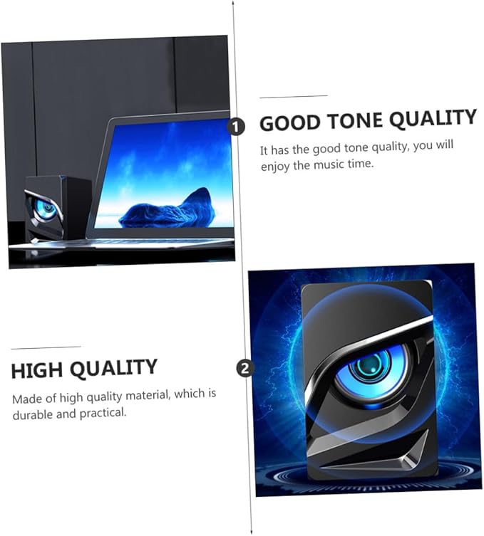 2pcs USB Powered Wired Desktop Computer Speakers with Deep Bass and Non-Slip Pads Compact Loudspeaker Box for Laptop Phone Gaming and Office Use
