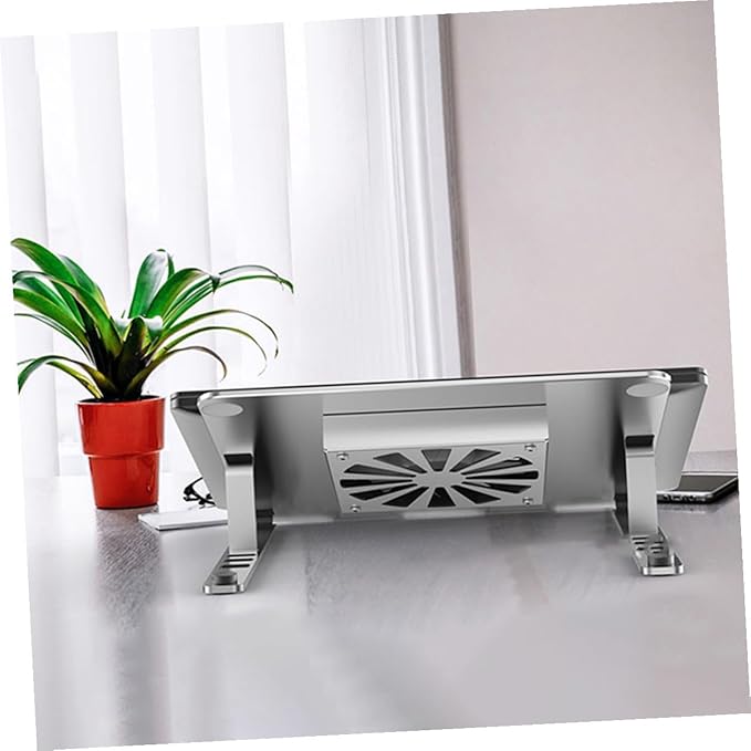 Veemoon Aluminum Alloy Adjustable Laptop Cooler Stand with Quiet LED Fan Ventilated Cooling Pad for Gaming and Office Use Compatible to 17.3-inch Laptops Silver