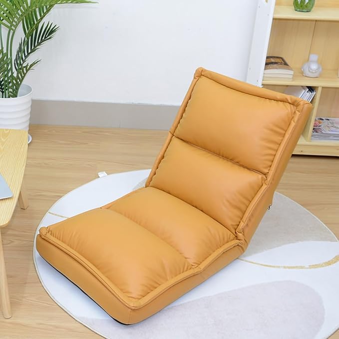 Floor Chair Folding Gaming Chair with Back Support 42 Adjustable Positions Lazy Sofa Lounge for Playing Reading Meditating Room Recliner for Adults Kids(/Orange)