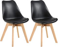 Adjustable Office Computer Chair with Armrest 2pcs Lounge Plastic Dining Chairs with Soft Padded and Wooden Frame(Black)