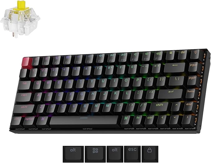 Keychron K2 75% Layout QMK Wireless and Wired Options Mechanical Keyboard Super Banana Switch RGB Backlit with Shine-Through Double-Shot PBT Keycaps for Mac Windows-Version 3
