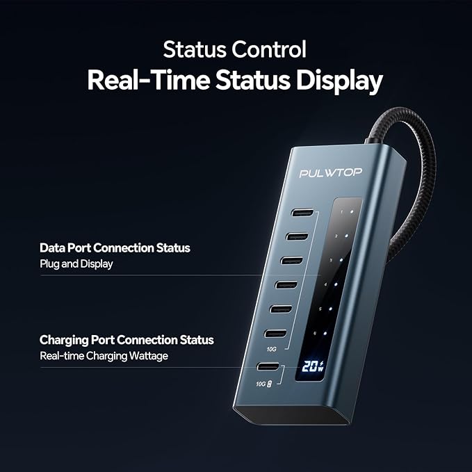 USB C Hub for Laptop PULWTOP 7 in 1 10Gbps USB Adapter Support Data &amp Charging(Not Support Video) USB Hub 10Gbps Ports for iMac MacBook Pro/Air iPad XPS USB Hub Multiport Adapter