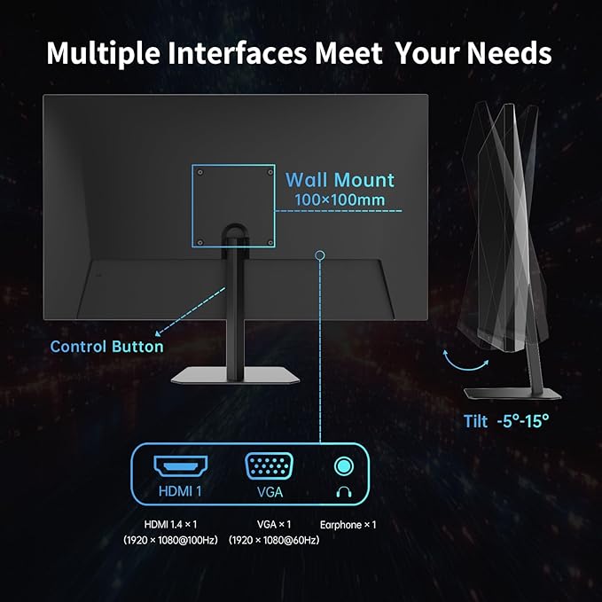KTC 24.5 Inch 100Hz IPS Computer Monitor - FHD(1920 x 1080P) Anti-Blue Light Screen 126% sRGB 16.7M Support FreeSync and GSync PC Monitor for Casual Gaming and Working