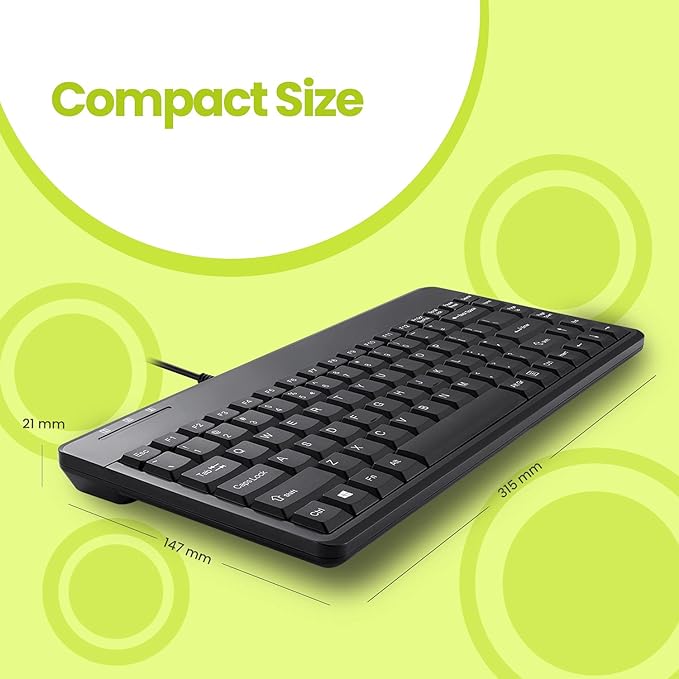 Perixx PERIBOARD-409P Wired PS2 Mini Keyboard Black US English Layout