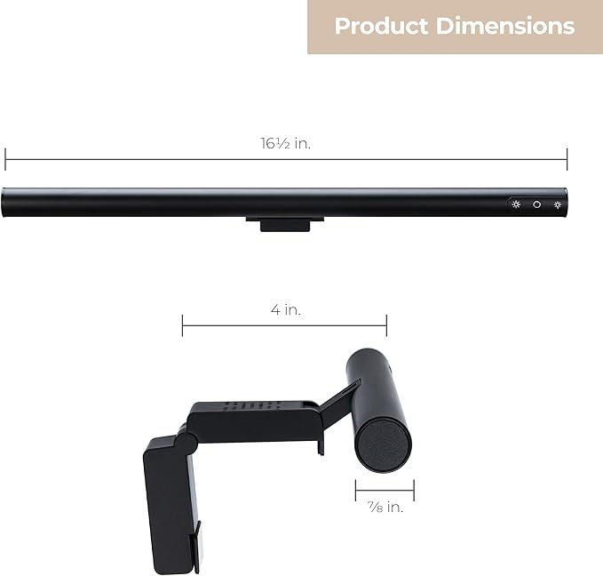 Quantum LED Computer Monitor Lamp Screen Light Bar in Black with 6ft USB-A Plug-in Cord Dimmable and 5-CCT Selectable Touch Controls
