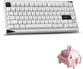 Akko Gem 01 QMK/VIA Aluminum Mechanical Keyboard Tri-Mode RGB Hot-swappable Wireless Gaming Keyboard Black on White Pre-lubed Stellar Rose Switch