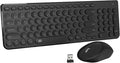 Wireless Keyboard and Mouse Combo FD iK6630 2.4GHz Cordless Cute Round Key Set Smart Power-Saving Quiet Slim Combo for Laptop ComputerTV and Mac