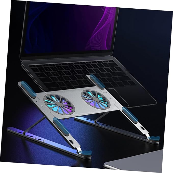 TEHAUX High-Speed Rotation Mute Fan Gear Height Adjustment Protection Gaming Laptop Cooler Stand Led