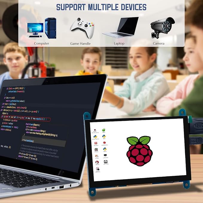 5 Inch IPS LCD Touch Screen Display Panel 800×480 Capacitive Screen HDMI Monitor for Raspberry Pi 5/4/3 BB Black Windows 10 8 7