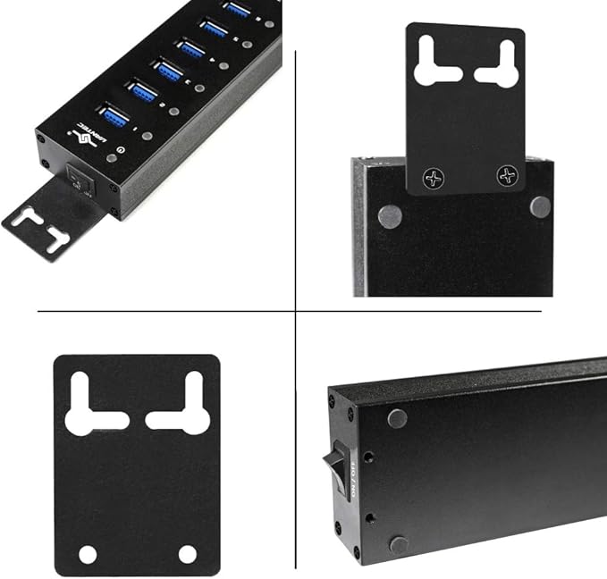 Vantec 7-Port USB 3.0 Hub Aluminum Full Powered Mountable with All Ports Data &amp Charging Up to 1.5A BC 1.2 Premium 12V/3A 36W Power Adapter (UGT-AH710U3-BK)