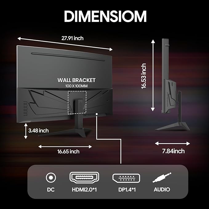 CRUA 32 Curved Gaming Monitor 240Hz Full HD 1920×1080P VA Panel 1800R Ultra-Wide Screen 120% sRGB Color AMD FreeSync Low Blue Light HDMI 2.0 &amp DP 1.4 Ports Wall Mountable Installs-Black