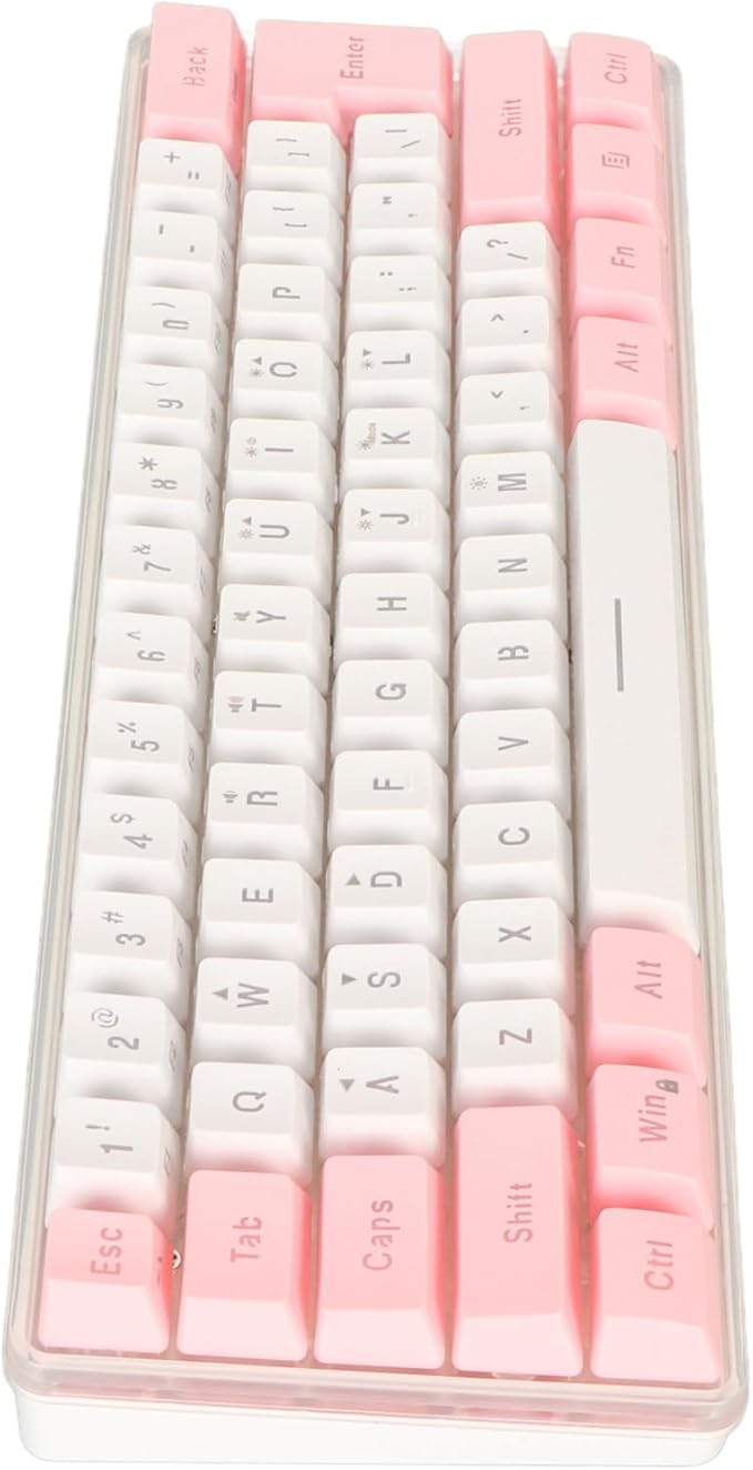 ZJchao Mini Keyboard 61 Keys Gaming Keyboard 60 Percent Wired RGB Mechanical Compact for Typist (Pink White)