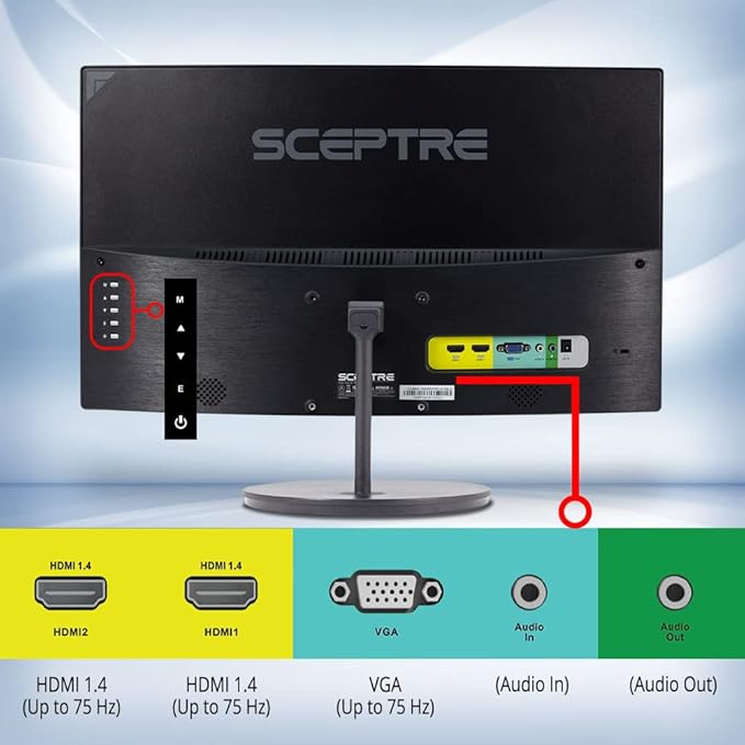 Sceptre Curved 24-inch Gaming Monitor 1080p 98% sRGB HDMI x2 VGA Build-in Speakers Machine Black