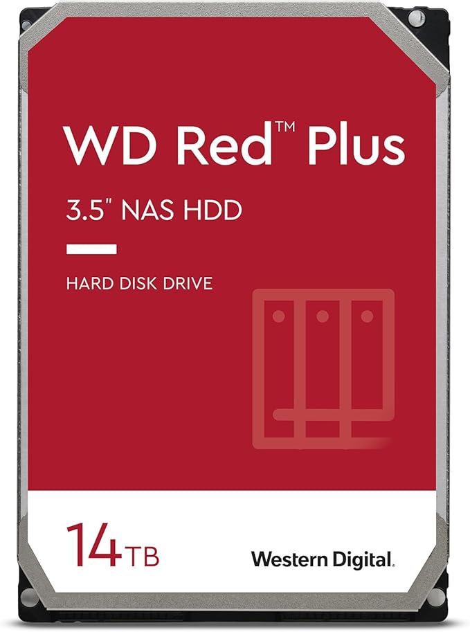 Western Digital 14TB WD Red Plus NAS Internal Hard Drive HDD - 5400 RPM SATA 6 Gb/s CMR 512 MB Cache 3.5 - WD140EFFX