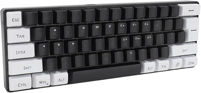 ANGGREK Wired Keyboard Gaming Keyboard Plug and Play 61 Keys ABS Keycaps for Desktop Laptops (Black White)