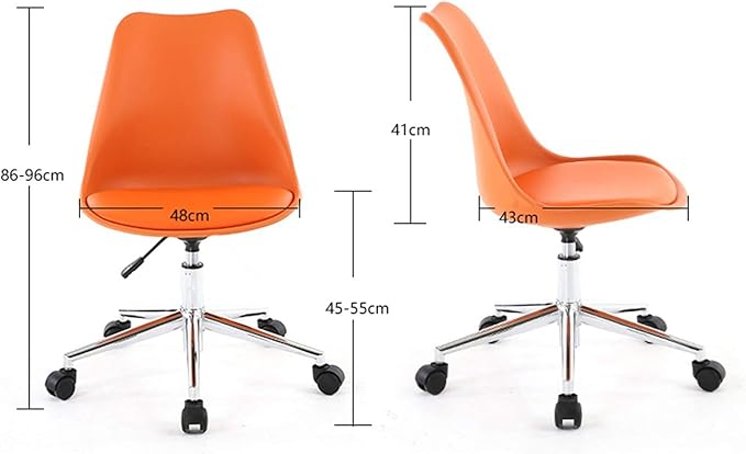 Mlaea Apartment Dining Chair Classroom Dormitory Hotel Chair with Rolling Wheels Backrest Computer Racing Gaming Chair 48 * 43 * 86-96CM(Color:#4)