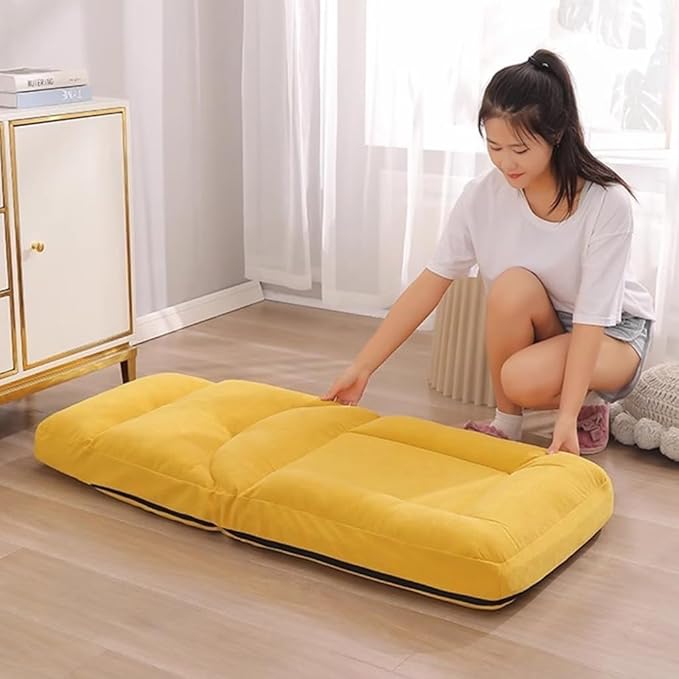 ELEFOCUS Adjustable Lazy Sofa Couch - Folding Floor Gaming Chair with 5 Positions Padded Sleeper Bed for Adults Recliner Sofa Chair(Gray-1)