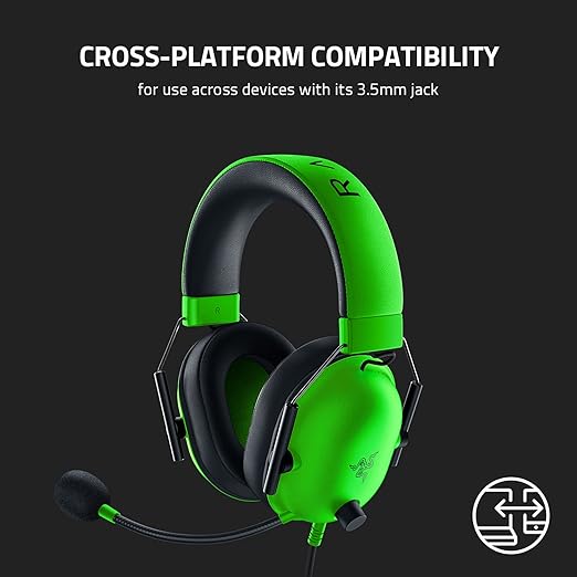 Razer BlackShark V2 X Gaming Headset: 7.1 Surround Sound - 50mm Drivers - Memory Foam Cushion - for PC PS4 PS5 Switch - 3.5mm Audio Jack - Green