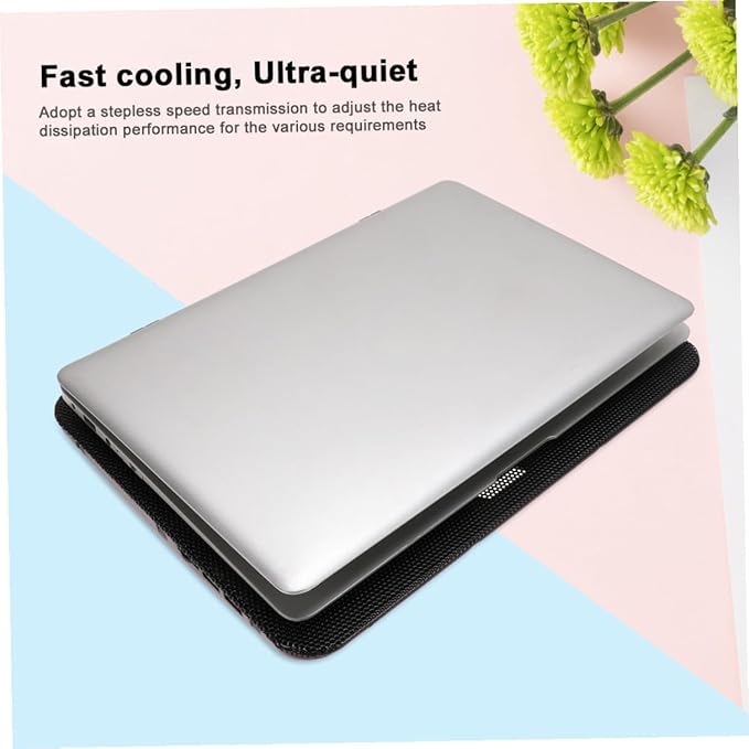 Alipis 6-inch Adjustable Speed Notebook Cooling Stand with Large Fan Laptop Holder Heat Dissipation Support for Gaming and Office Use Black