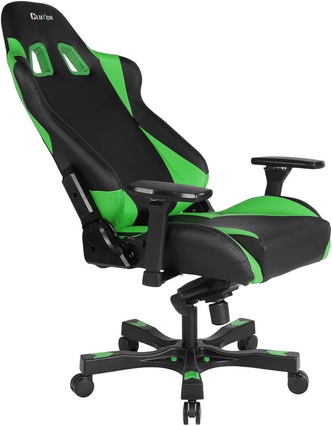 Clutch Chairz - Ergonomic Gaming Chair Video Game Chairs Office Chair High Chair and Lumbar Pillow for Computer Desk - Black/Green - Throttle Series