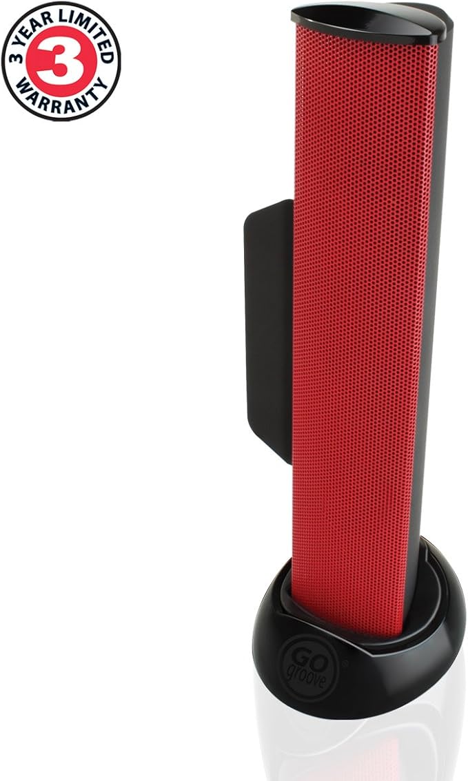 GOgroove SonaVERSE USB Speakers for Laptop Computer - USB Powered Mini Sound Bar with Clip-On Portable External Speaker Design for Monitor One Cable for Digital Audio Input and Power (Red)