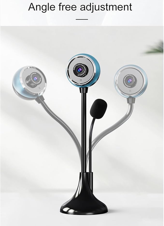USB Desktop Stand-Up Camera 1080P(2K) 30hz HD Streaming Webcam with Mic 360° Rotation Portable Camera with Wide Angle Lens Suitable for Conference/Call/Web Class/Live Streaming