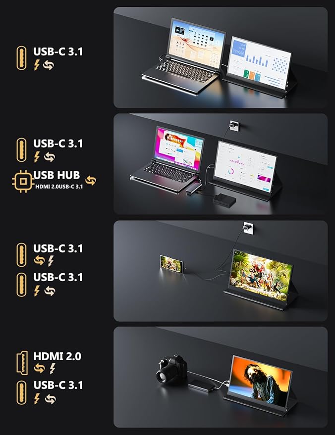 OLED Touch Portable Monitor 15.6 4K 60Hz IPS Laptop Monitor Second Screen Dual USB C HDMI Computer Gaming Display with Speakers &amp Smart Cover Travel Display for PC Phone PS4/5 Xbox Switch