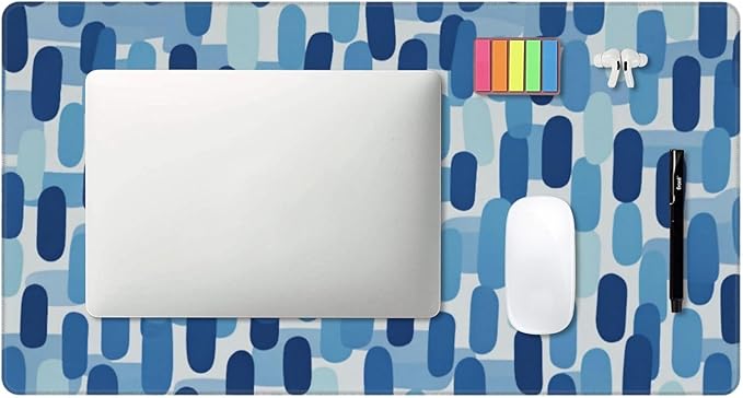 Blue Abstract Art Desk Cover MatExtended Large Mouse PadComputer Laptop Mat Desk Decor for Office Game Home 30x16 Inch