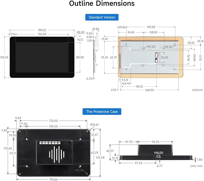 Waveshare 7 DSI Capacitive Touch Display Compatible with Raspberry Pi 5/4B/3B+/3A+ Supports ESP32-P4 RK3506 RK3576 1280x720 IPS Optical Bonding Toughened Glass 10-Point Touch Anti-Fingerprint