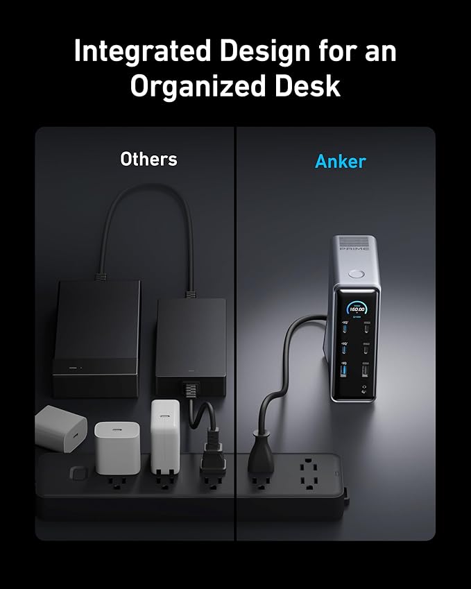 Anker Prime Docking Station 14-Port with 160W Max Output 10Gbps Fast Data Transfer Real-Time Smart Interface Audio and Ethernet Ports Dual 4K Displays for Dell HP Lenovo and More