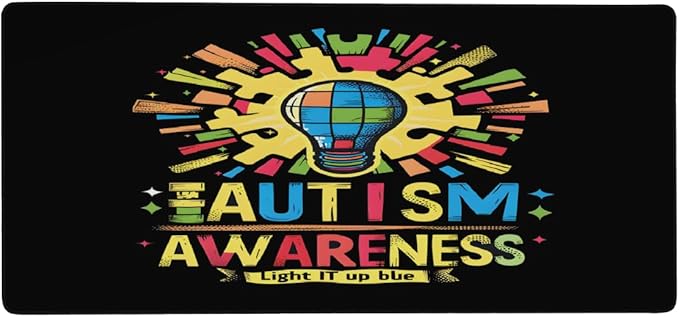 Large Mouse Mat Light Bulb Color Autism Computer Mousepad with Non-Slip Rubber Base Waterproof Mouse Pad Keyboard Pad for GamerHome School Laptop Office Accessories35.4x15.7 in