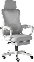 Ergonomic Gaming Chair Adjustable Height High Back Video Game Chair with Footrest and Lumbar Support for Adult Teen Home Bedroom Gaming White+Grey