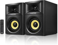 Sanyun SW205 80W Powered Bookshelf Speakers with 3D Soundstage | Precision DSP Spatial Audio &amp Geometric Cabinet | 4 Glass Fiber Woofer Optical/Bluetooth 5.4/AUX Wireless Remote (Pair Black)