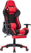 Ergonomic Gaming Chair Desk Chair Leather Computer Chair with Headrest and Lumbar Support Swivel Reclining Video Game Chair for AdultsBlack+redHeight 124134CM