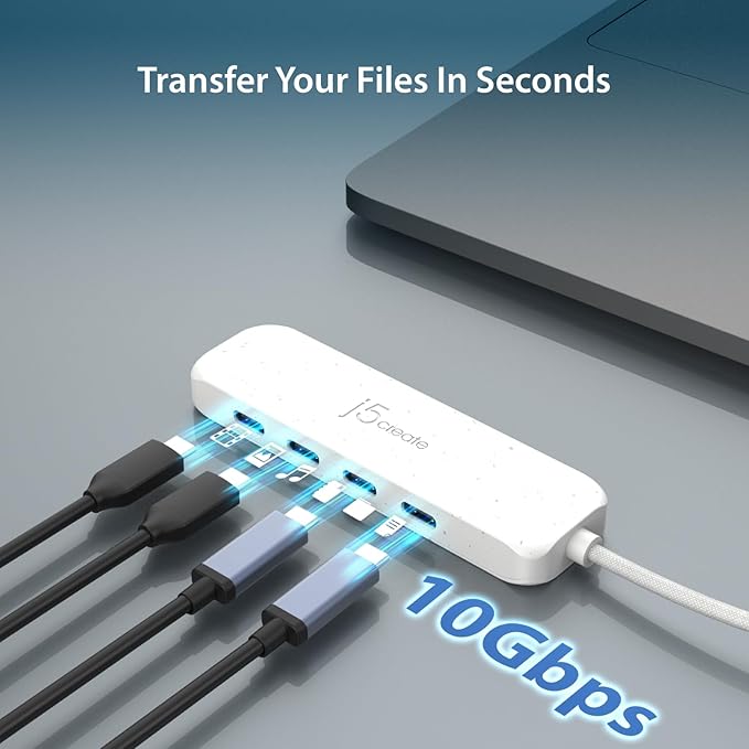 j5create 4-in-1 Pink USB-C to 4-Port Type-C Hub(Eco-Friendly) Hub with Four 10 Gbps Type-C Ports | Compatible with MacBook Pro MacBook Air iPad Mac mini and More Type C Devices and More(JCH345ER)