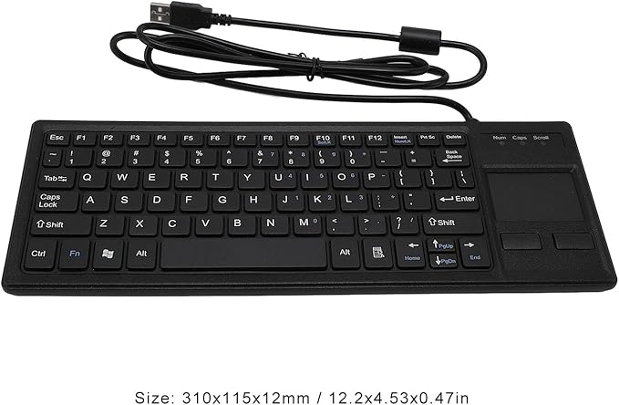 Sanpyl Wired Mechanical USB Keyboard IP68 &amp Touch Industrial Keyboard with Touchpad for Laptop Notebook PC 310x115x12mm / 12.2x4.53x0.47inch