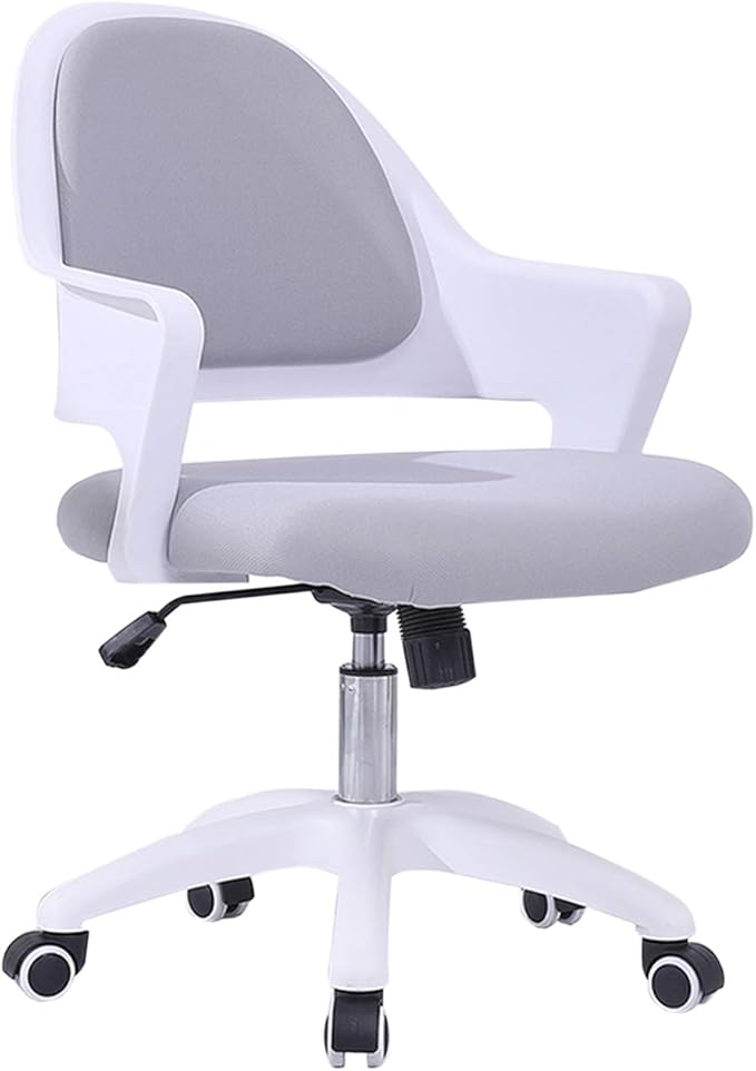 Mlaea Computer Gaming Chair Dining Bedroom Living Room Chair with Backrest and Wheels TV Station Lounge Laboratory Chair 59 * 58 * 84CM(Color:Gray)