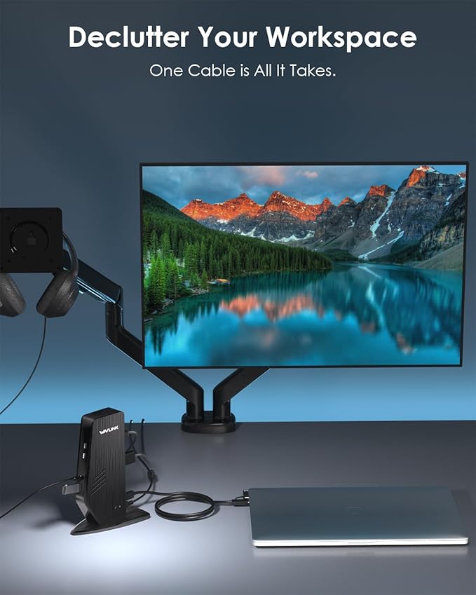 WAVLINK USB C Docking Station Dual Monitor Dual 5K/4K@60Hz Displaylink Docking Station for M1/M2/M3/M4 Mac or Windows 13-in-1 Laptop Dock with 2X HDMI 2X DP 130WPD Gigabit Ethernet 5X USB Audio