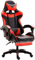 LJJ Gaming Chair with Footrest Game Seat Internet Cafe Competitive Office Computer Chair Home Recliner Adjustable Chair Headrest and Lumbar Support E-Sports Swivel ChairRed
