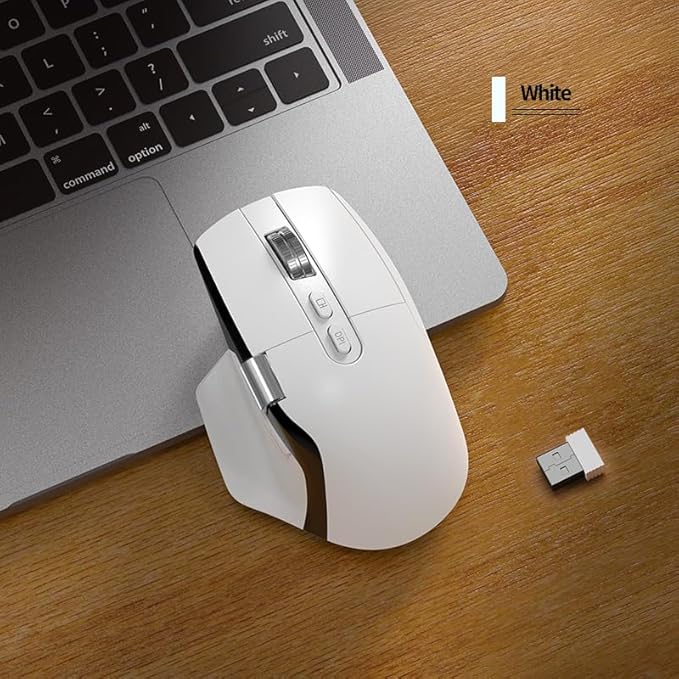 Ergonomic Wireless Mouse with Infinite Scroll &amp Side Scroll PixArt 3220 Sensor Bluetooth &amp 2.4G Rechargeable Office Mouse Multi-Connection OLED Display 700mAh Battery for Laptop PC Mac