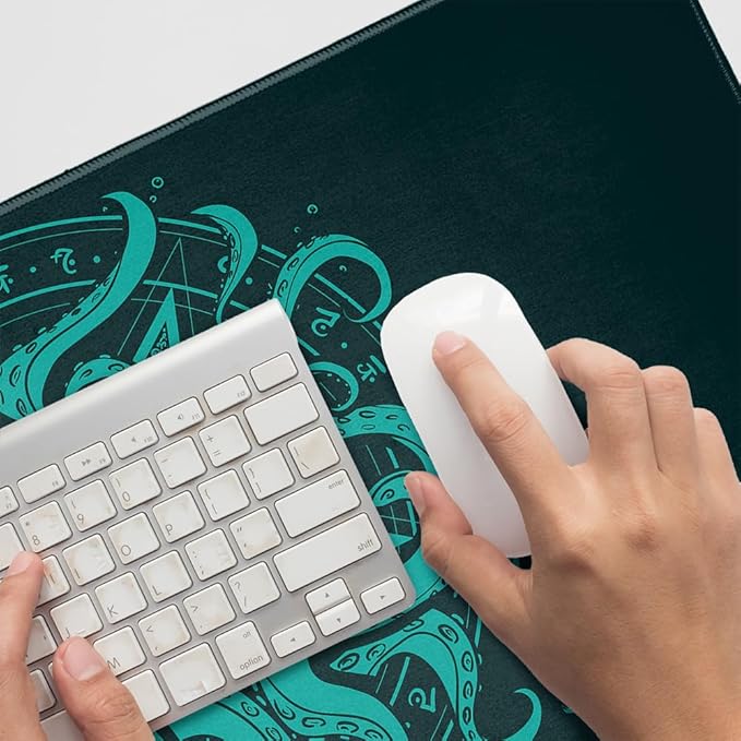 Cthulhu Elder Sign Pentagram Large Gaming Mouse Pad Desk Mat with Stitched Edges Non-Slip Base for Gamer Home and Office