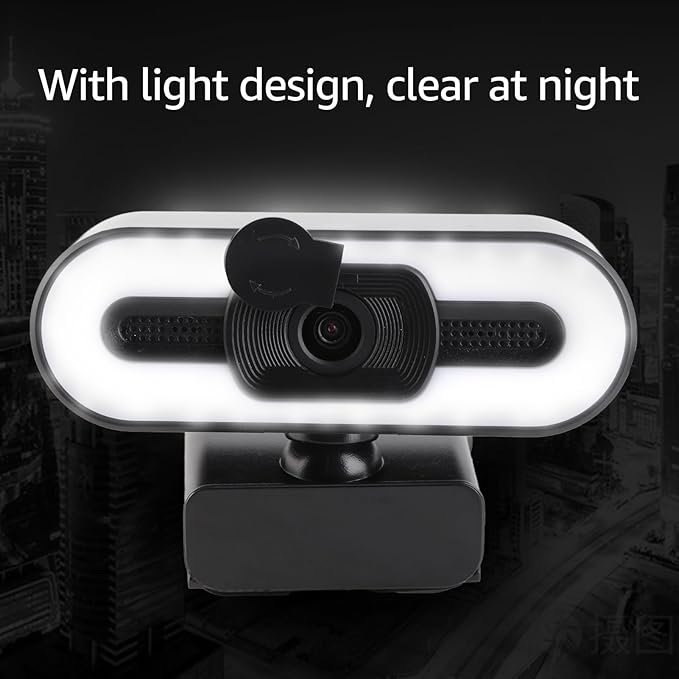 4K USB Plug and Play Webcam with Built in Microphone Lighting for Video Call Live Stream Conference Online Teaching