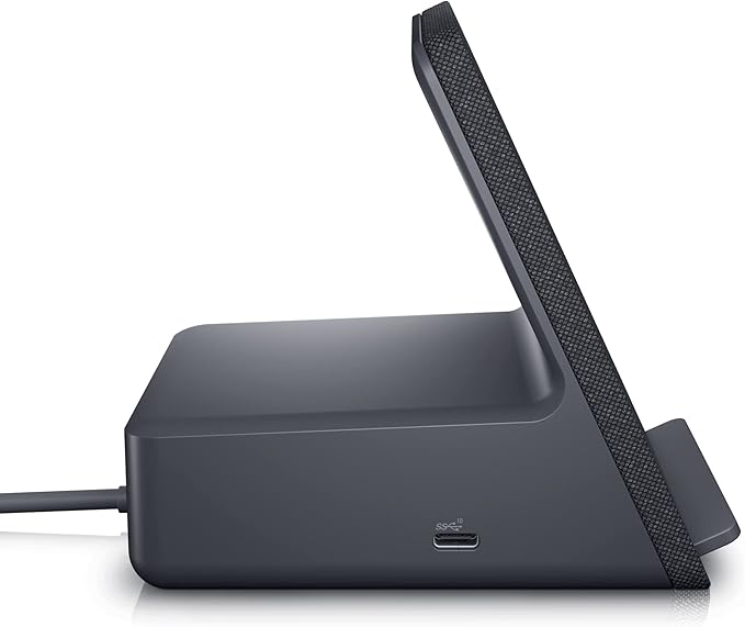 Dell Dual Charge Dock HD22Q - Fabric Wrapped Charging Stand Type-C Connector Qi Enabled Charging Wake-on-Dock Smartphone Rest Power Button LED - MagnetiteBlack