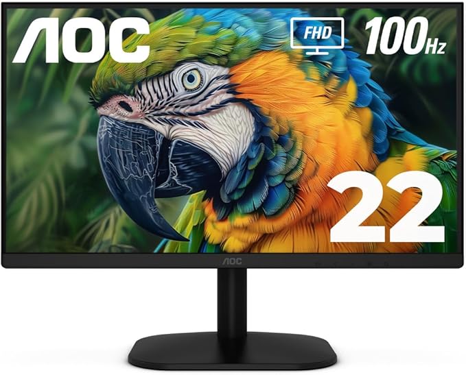AOC 22B2HM2 22 Full HD (1920 x 1080) 100Hz LED Monitor Adaptive Sync VGA x 1 HDMI x 1 Flicker-Free Low Blue Light HDR Ready VESA Tilt Adjust Earphone Out Eco-Friendly